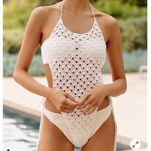 NEW Mahalia ANTHROPOLOGIE Crochet Open-Back Cover-Up in White Size Large